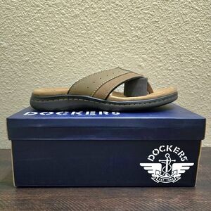 Dockers Mens‎ Laguna Memory Foam Dark Tan Flip Flop Sandals NWT Size 12